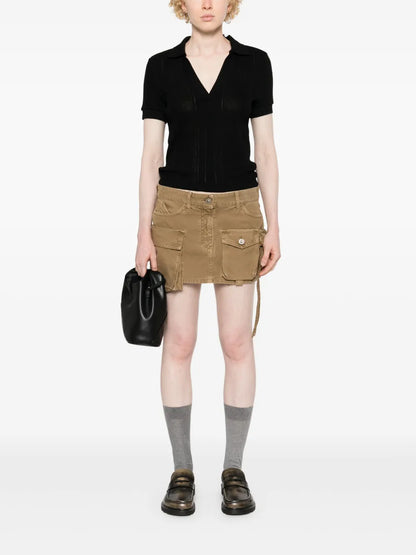 Pointelle-Knit Cotton Polo Top