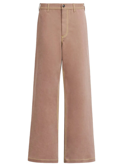 Contrast-Stitching Wide-Leg Trousers