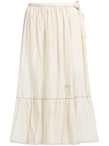 Logo-Embroidered Cotton Midi Skirt