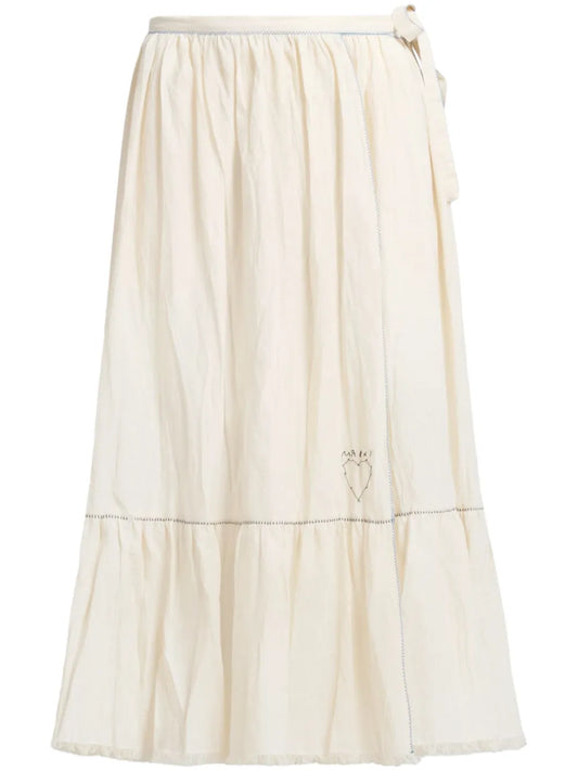Logo-Embroidered Cotton Midi Skirt