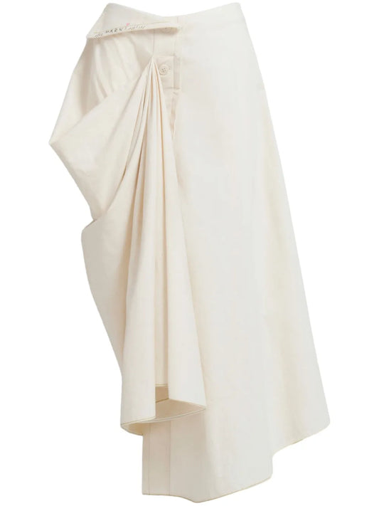 Asymmetric Draped Cotton Skirt