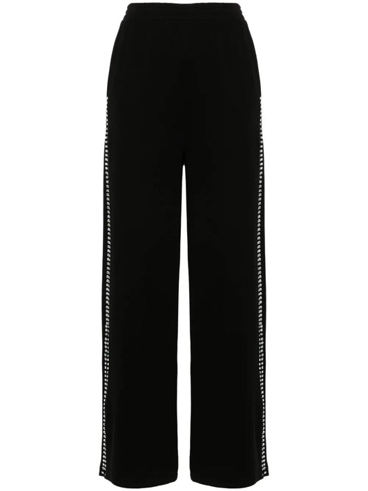 Rhinestone-Embellished Cotton Track Pants