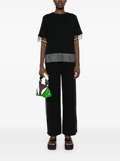 Rhinestone-Embellished Cotton Track Pants