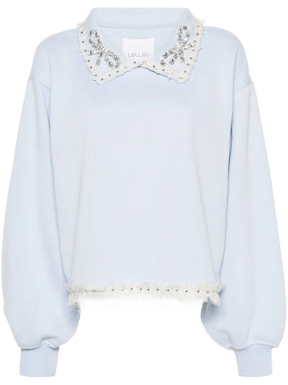 Oversized-Collar Cotton Sweatshirt