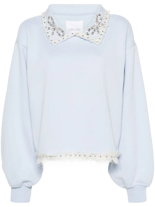 Oversized-Collar Cotton Sweatshirt