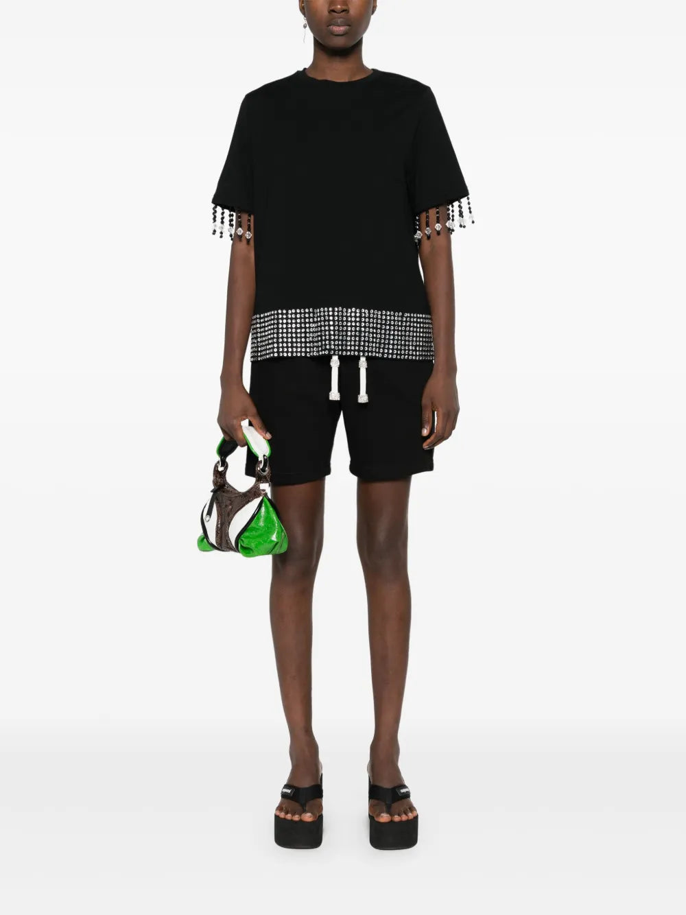 Crystal-Embellished Track Shorts