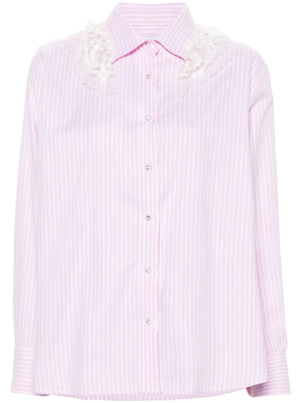 Lace-Detail Striped Shirt