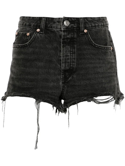 Rhinestone-Embellish Denim Shorts