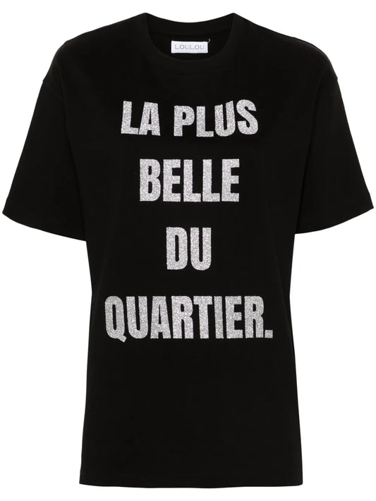 Glitter-Print Cotton T-Shirt