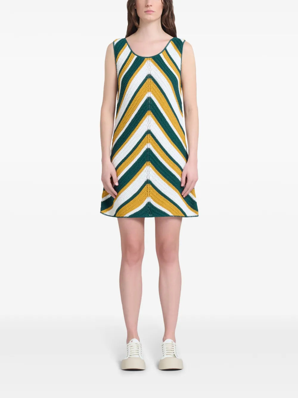 Striped Knitted Cotton Mini Dress