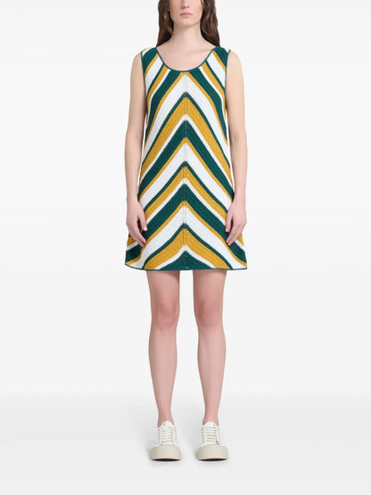 Striped Knitted Cotton Mini Dress