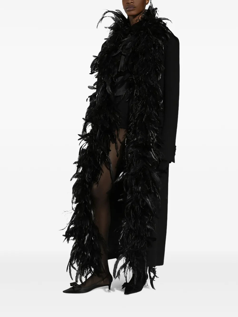 Feather-Trim Coat