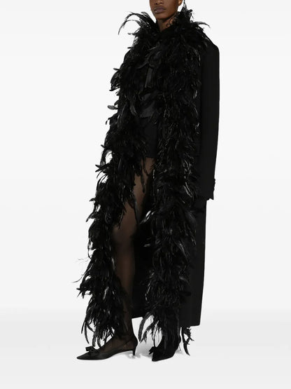 Feather-Trim Coat