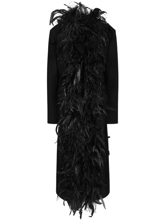 Feather-Trim Coat