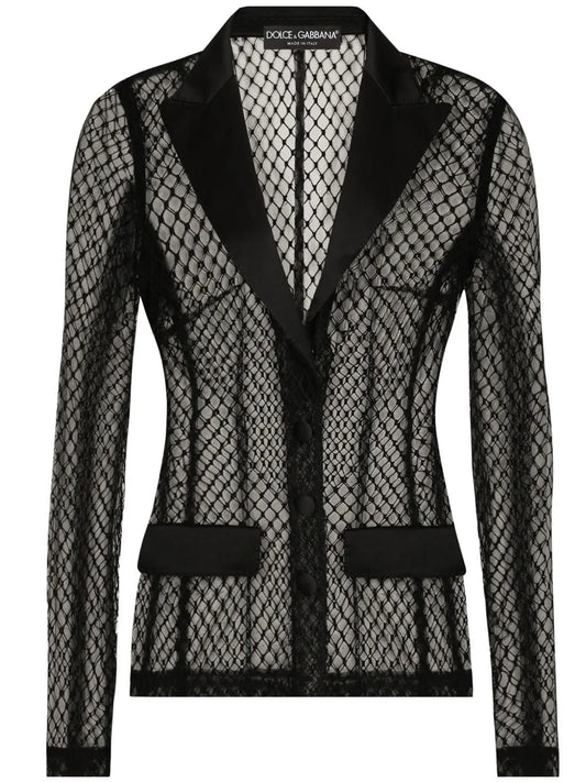 Single-Breasted Mesh Jacket