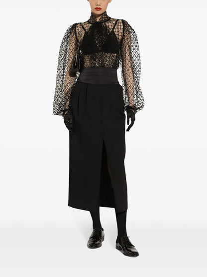 High-Waisted Straight Skirt