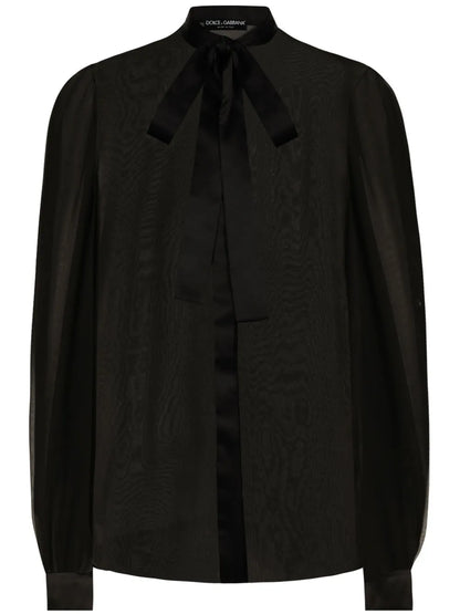 Pussy-Bow Silk Shirt