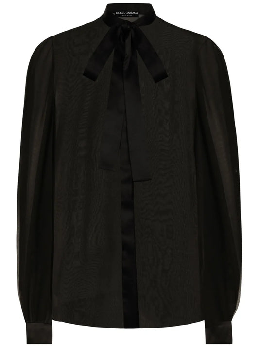 Pussy-Bow Silk Shirt