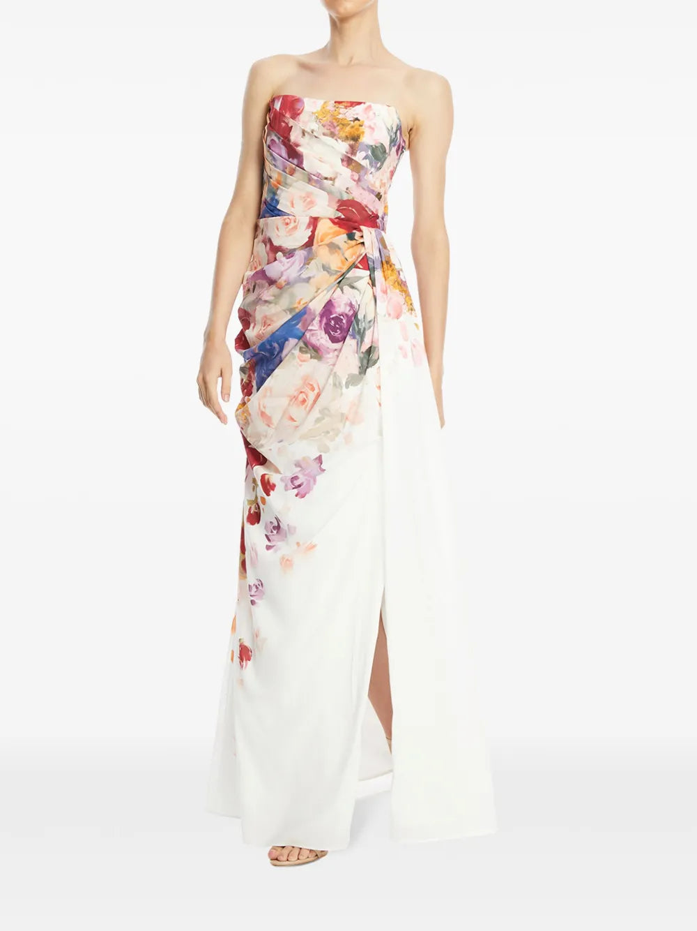 Anastasia Bustier Floral-Print Gown