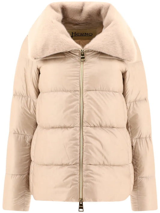 Faux-Fur Collar Quilted Jacket