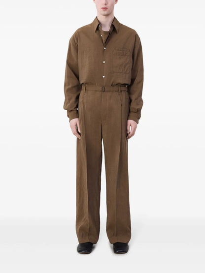 Belted Straight-Leg Tailored Trousers