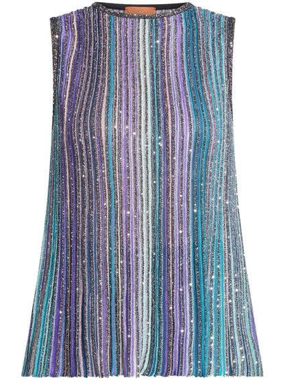 Sequinned Pleated Top