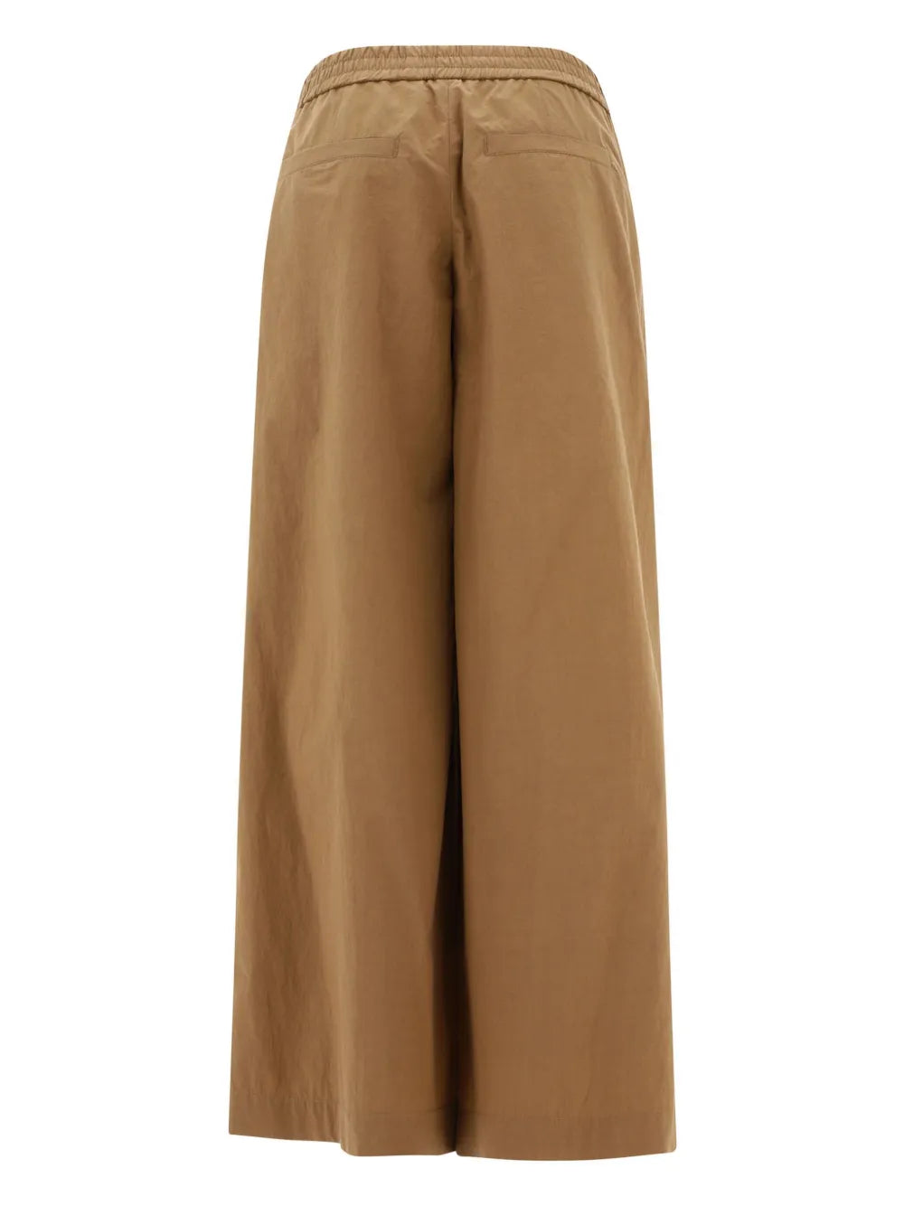 Wide-Leg Pleated Cotton Trousers