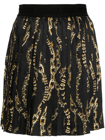 Chain Couture-Print Pleated Skirt