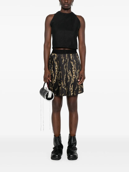Chain Couture-Print Pleated Skirt