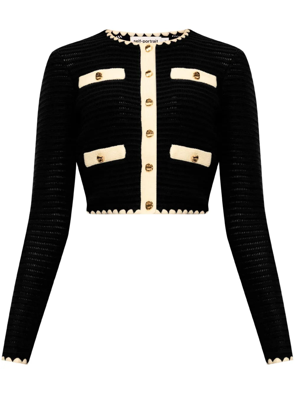 Crochet-Knit Cropped Cardigan
