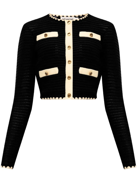 Crochet-Knit Cropped Cardigan