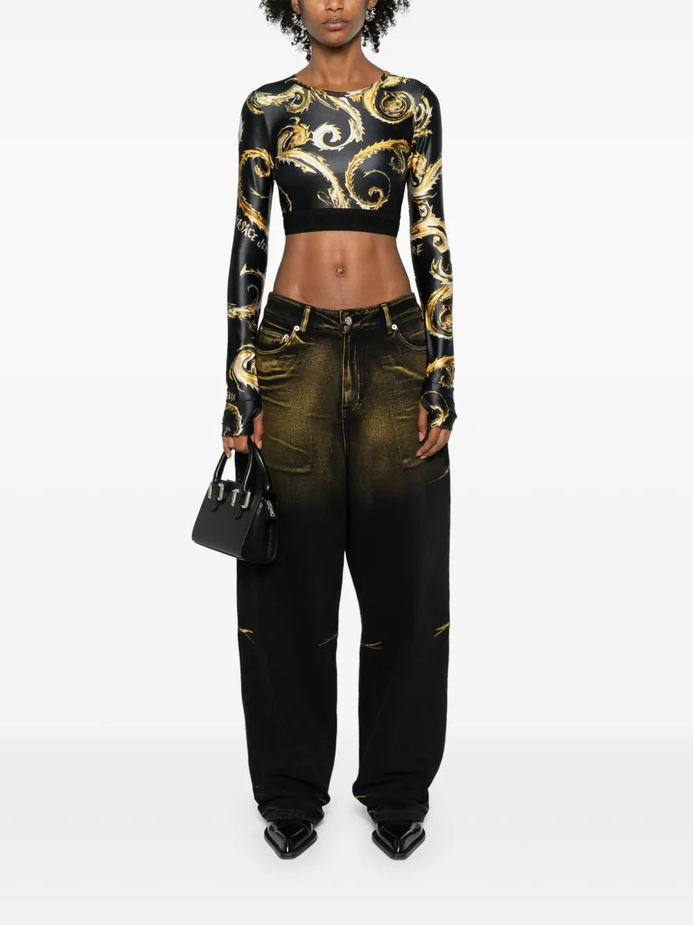 Chromo Couture-Print Cropped Top