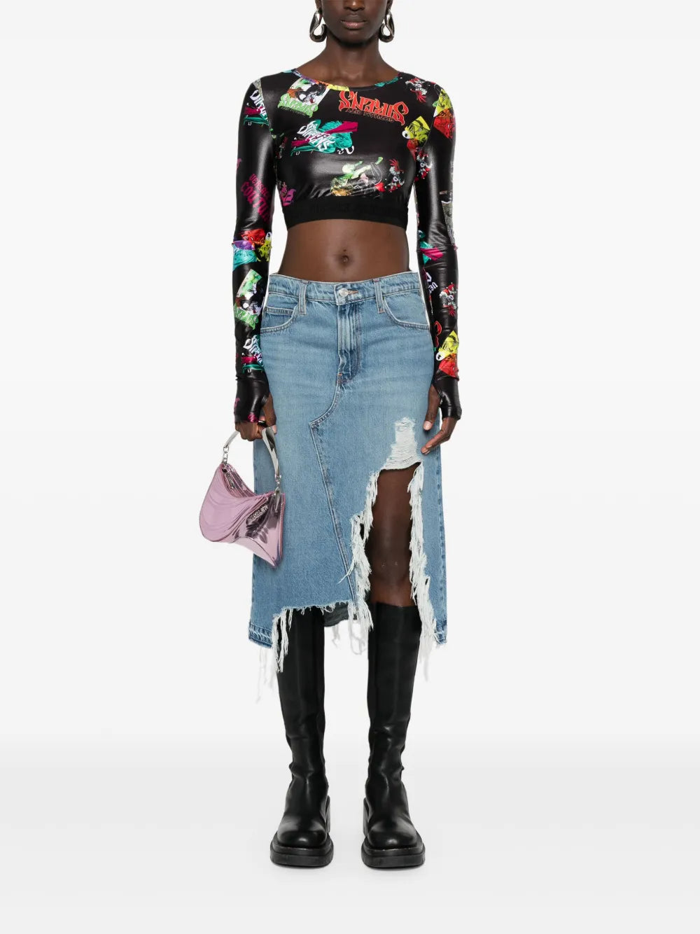 Graphic-Print Cropped T-Shirt