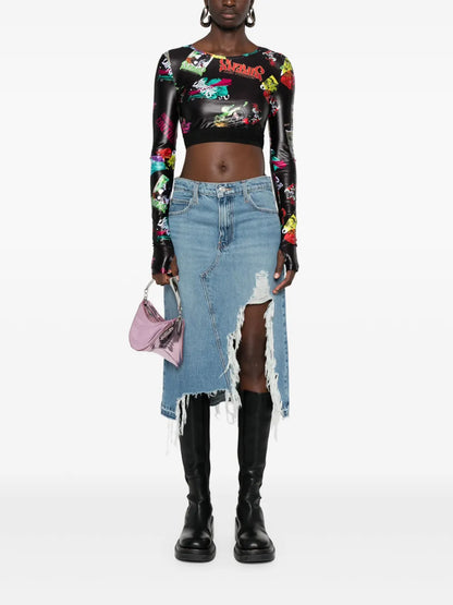 Graphic-Print Cropped T-Shirt