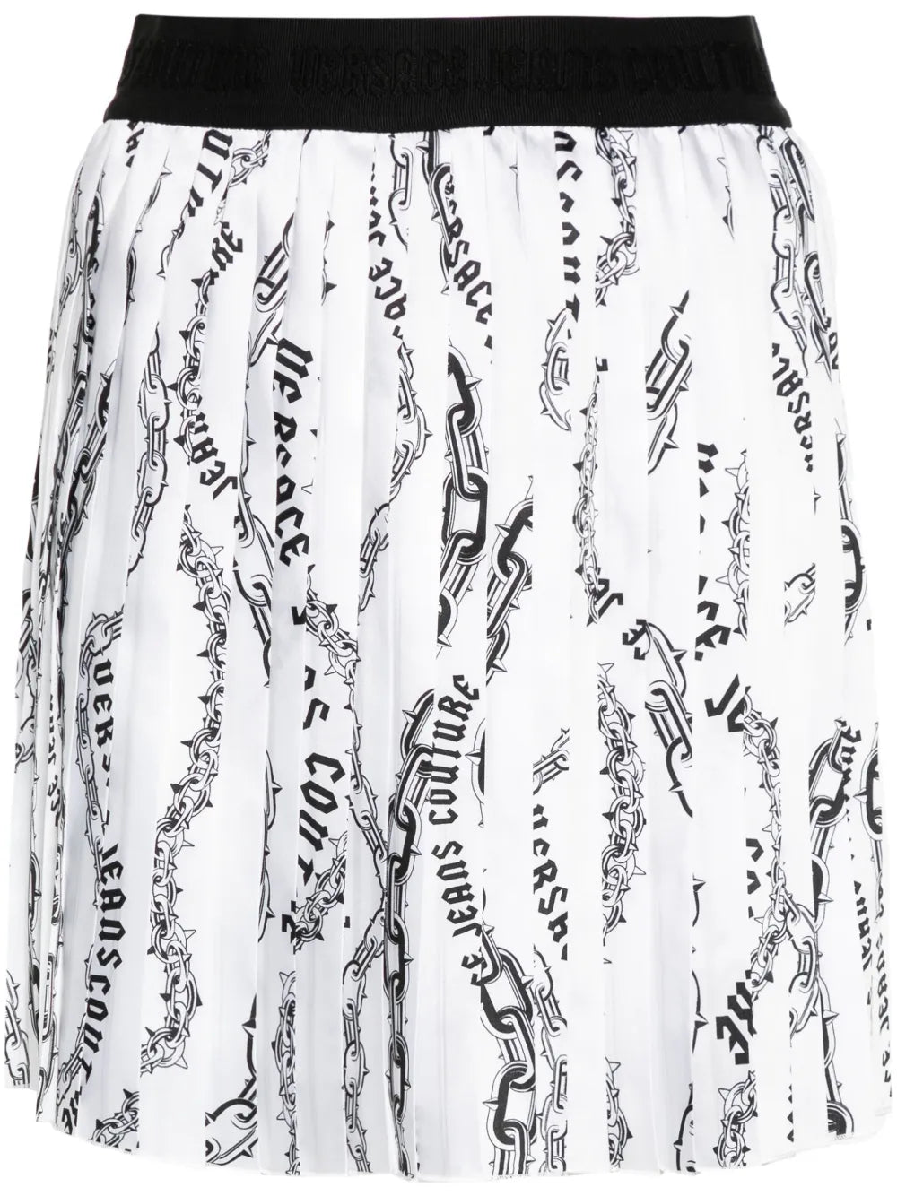 Chain Couture-Print Pleated Skirt