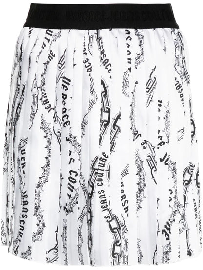 Chain Couture-Print Pleated Skirt