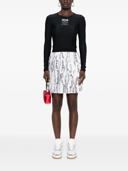 Chain Couture-Print Pleated Skirt