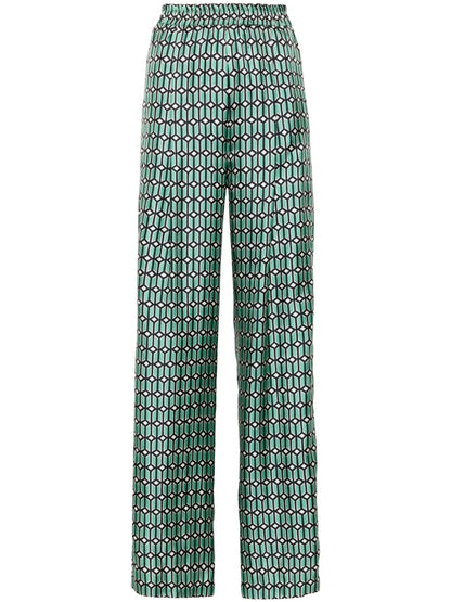 Geometric-Print Silk Palazzo Pants