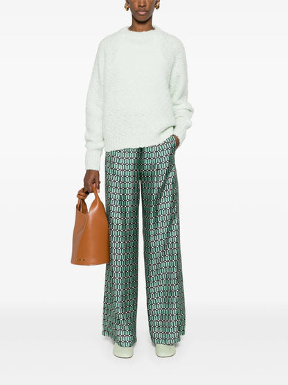 Geometric-Print Silk Palazzo Pants