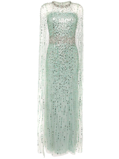 Lux Crystal-Embellished Sequinned Gown