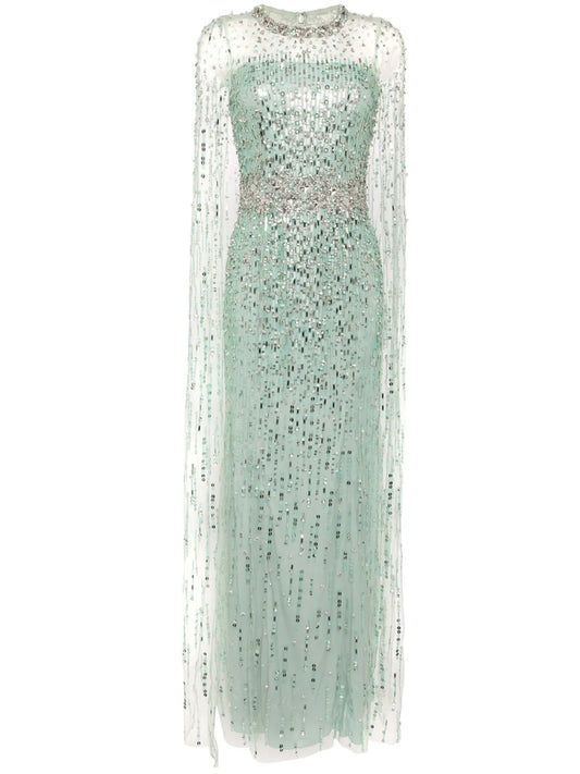 Lux Crystal-Embellished Sequinned Gown