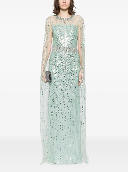 Lux Crystal-Embellished Sequinned Gown