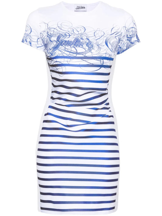 Striped-Print Mini Dress