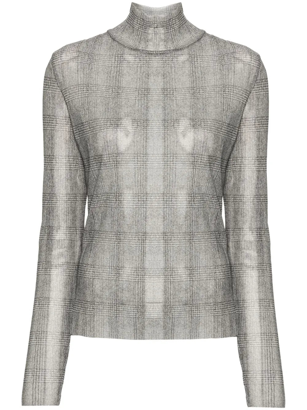 Plissé-Details Checked T-Shirt