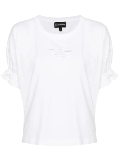 Logo-Embroidered Elasticated-Cuffs T-Shirt