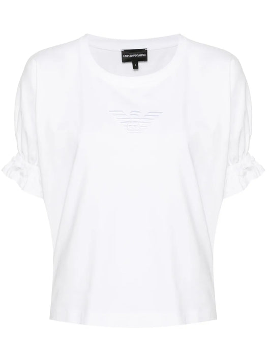 Logo-Embroidered Elasticated-Cuffs T-Shirt