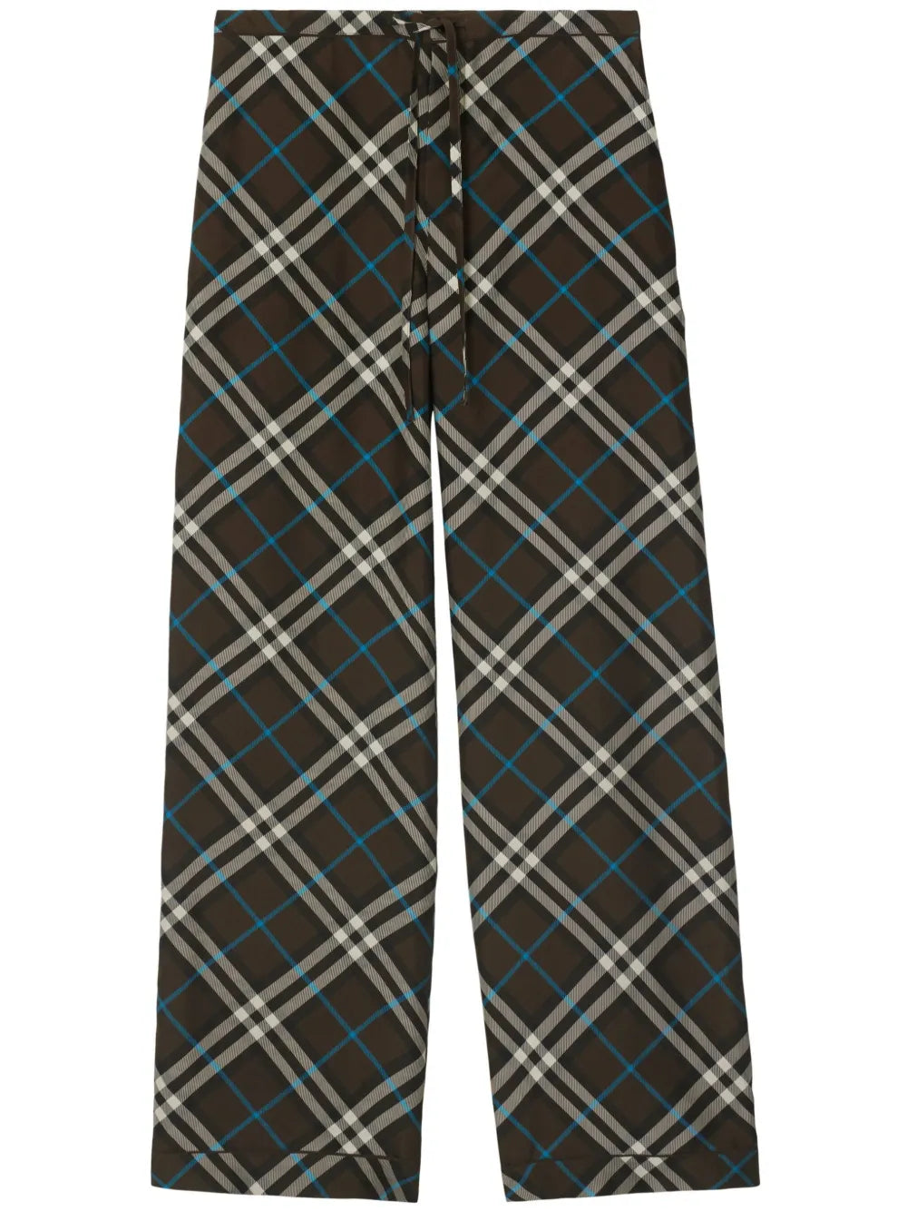 Check-Pattern Silk Trousers