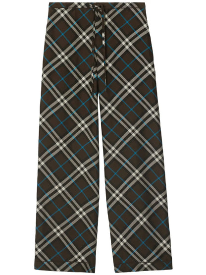 Check-Pattern Silk Trousers