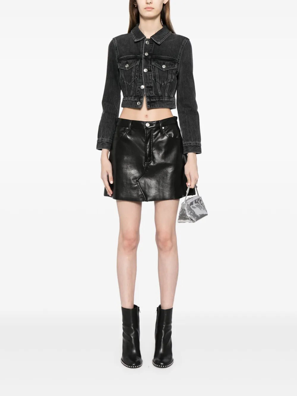 Long-Sleeved Cropped Denim Jacket