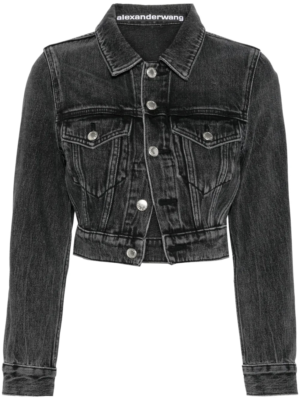 Long-Sleeved Cropped Denim Jacket